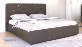 Кровать Лина без основания Экокожа, 160х200 (коричневая)